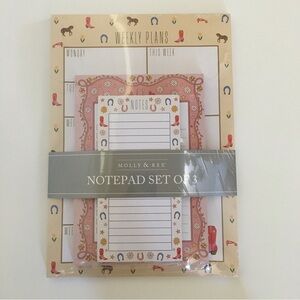 Molly & Rex Notepad Set of 3 Designs Western Boots Horseshoe Notes & Week Plans